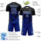 Custom Black Royal-White Gradient Style Twinkle Star Sublimation Soccer Uniform Jersey