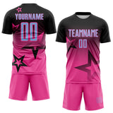 Custom Black Light Blue-Pink Gradient Style Twinkle Star Sublimation Soccer Uniform Jersey