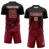 Custom Black Crimson-Cream Gradient Style Twinkle Star Sublimation Soccer Uniform Jersey