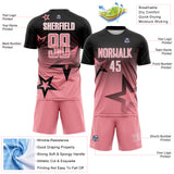 Custom Black Medium Pink-White Gradient Style Twinkle Star Sublimation Soccer Uniform Jersey