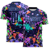 Custom Graffiti Pattern Navy-Light Blue Paint Splatter Sublimation Soccer Uniform Jersey