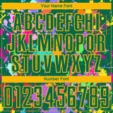 Custom Graffiti Pattern Kelly Green-Gold Paint Splatter Sublimation Soccer Uniform Jersey