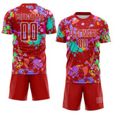 Custom Graffiti Pattern Red-White Paint Splatter Sublimation Soccer Uniform Jersey