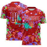 Custom Graffiti Pattern Red-White Paint Splatter Sublimation Soccer Uniform Jersey