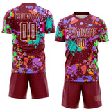 Custom Graffiti Pattern Crimson-Cream Paint Splatter Sublimation Soccer Uniform Jersey