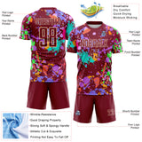 Custom Graffiti Pattern Crimson-Cream Paint Splatter Sublimation Soccer Uniform Jersey
