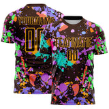 Custom Graffiti Pattern Brown-Gold Paint Splatter Sublimation Soccer Uniform Jersey