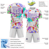 Custom Graffiti Pattern White-Purple Paint Splatter Sublimation Soccer Uniform Jersey