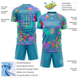 Custom Graffiti Pattern Panther Blue-White Paint Splatter Sublimation Soccer Uniform Jersey