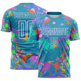 Custom Graffiti Pattern Panther Blue-White Paint Splatter Sublimation Soccer Uniform Jersey