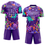 Custom Graffiti Pattern Purple-White Paint Splatter Sublimation Soccer Uniform Jersey