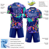 Custom Graffiti Pattern Royal-White Paint Splatter Sublimation Soccer Uniform Jersey