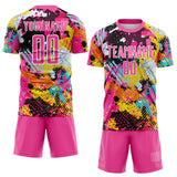 Custom Graffiti Pattern Pink-White Paint Splatter Sublimation Soccer Uniform Jersey