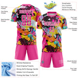 Custom Graffiti Pattern Pink-White Paint Splatter Sublimation Soccer Uniform Jersey