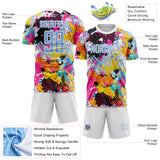 Custom Graffiti Pattern Light Blue-White Paint Splatter Sublimation Soccer Uniform Jersey