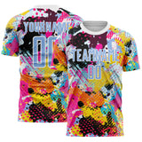 Custom Graffiti Pattern Light Blue-White Paint Splatter Sublimation Soccer Uniform Jersey