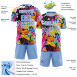 Custom Graffiti Pattern Light Blue-White Paint Splatter Sublimation Soccer Uniform Jersey