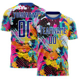 Custom Graffiti Pattern Royal-White Paint Splatter Sublimation Soccer Uniform Jersey