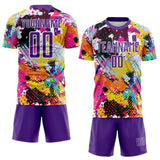Custom Graffiti Pattern Purple-White Paint Splatter Sublimation Soccer Uniform Jersey