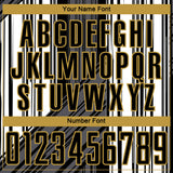 Custom Black White-Old Gold Brush Stroke Fluid Stripes Sublimation Soccer Uniform Jersey