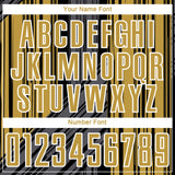 Custom Black Old Gold-White Brush Stroke Fluid Stripes Sublimation Soccer Uniform Jersey