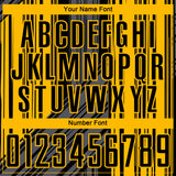 Custom Black-Gold Brush Stroke Fluid Stripes Sublimation Soccer Uniform Jersey