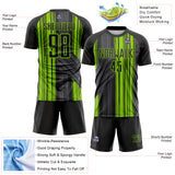 Custom Black-Neon Green Brush Stroke Fluid Stripes Sublimation Soccer Uniform Jersey