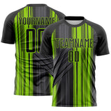 Custom Black-Neon Green Brush Stroke Fluid Stripes Sublimation Soccer Uniform Jersey