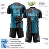 Custom Black Panther Blue-White Brush Stroke Fluid Stripes Sublimation Soccer Uniform Jersey