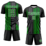 Custom Black Grass Green-White Brush Stroke Fluid Stripes Sublimation Soccer Uniform Jersey