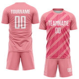 Custom Medium Pink White-Neon Pink Diagonal Stripes Sublimation Soccer Uniform Jersey