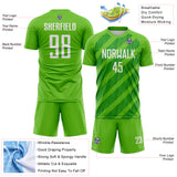 Custom Aurora Green White-Grass Green Diagonal Stripes Sublimation Soccer Uniform Jersey