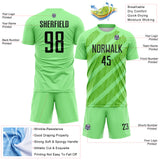 Custom Pea Green Black-Aurora Green Diagonal Stripes Sublimation Soccer Uniform Jersey