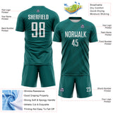 Custom Teal White-Midnight Green Diagonal Stripes Sublimation Soccer Uniform Jersey