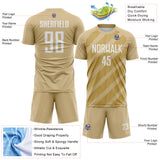 Custom Vegas Gold White-Old Gold Diagonal Stripes Sublimation Soccer Uniform Jersey