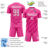Custom Pink White-Hot Pink Diagonal Stripes Sublimation Soccer Uniform Jersey