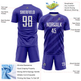 Custom Dark Purple-White Diagonal Stripes Sublimation Soccer Uniform Jersey