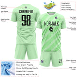 Custom Pea Green-Black Diagonal Stripes Sublimation Soccer Uniform Jersey