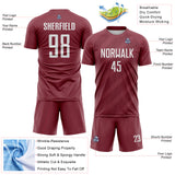 Custom Burgundy-White Diagonal Stripes Sublimation Soccer Uniform Jersey
