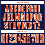 Custom Navy Orange Green-White Geometric Asymmetry Shatter Sublimation Soccer Uniform Jersey