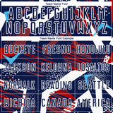 Custom Navy Red Blue-White Geometric Asymmetry Shatter Sublimation Soccer Uniform Jersey