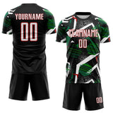 Custom Black White Green-Red Geometric Asymmetry Shatter Sublimation Soccer Uniform Jersey