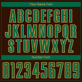 Custom Brown Kelly Green White-Old Gold Geometric Asymmetry Shatter Sublimation Soccer Uniform Jersey