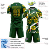 Custom Green Red White-Gold Geometric Asymmetry Shatter Sublimation Soccer Uniform Jersey