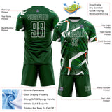 Custom Green Orange-White Geometric Asymmetry Shatter Sublimation Soccer Uniform Jersey
