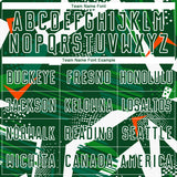 Custom Green Orange-White Geometric Asymmetry Shatter Sublimation Soccer Uniform Jersey