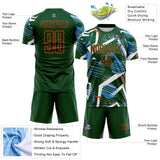 Custom Green Blue White-Orange Geometric Asymmetry Shatter Sublimation Soccer Uniform Jersey