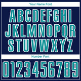 Custom Navy Teal Blue-White Abstract Geometric Stripe Fragment Sublimation Soccer Uniform Jersey