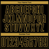 Custom Black Old Gold-Gray Abstract Geometric Stripe Fragment Sublimation Soccer Uniform Jersey