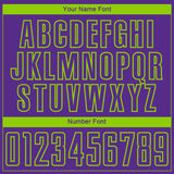 Custom Purple-Neon Green Abstract Geometric Stripe Fragment Sublimation Soccer Uniform Jersey